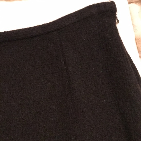 Vintage Wool Skirt with Flower Appliqué and Embroidery Black Pencil Skirt sz S - Picture 7 of 8